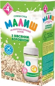 Смесь молочно-зерновая Малыш 350 г, из овсян. и рис. мукой