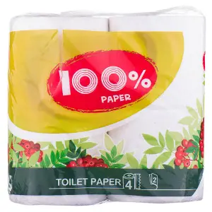 Туалетний папір Рута 100% Paper Білий 4 шт Туалетний папір Рута 100% Paper Білий 4 шт