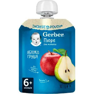 Пюре фруктове дитяче NESTLE GERBER (Нестле Гербер) Яблуко та груша з 6-ти місяців м'яка упаковка 90 г Пюре фруктове дитяче NESTLE GERBER (Нестле Гербер) Яблуко та груша з 6-ти місяців м'яка упаковка 90 г