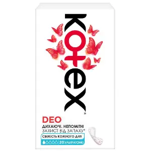 Прокладки щоденні жіночі KOTEX (Котекс) Ultraslim Deo (Део ультратонкі) покращенні 20 шт Прокладки щоденні жіночі KOTEX (Котекс) Ultraslim Deo (Део ультратонкі) покращенні 20 шт