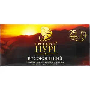Чай чорний ПРИНЦЕСА НУРІ індійський байховий високогірний дрібний в фільтр-пакетах по 2 г 25 шт Чай чорний ПРИНЦЕСА НУРІ індійський байховий високогірний дрібний в фільтр-пакетах по 2 г 25 шт