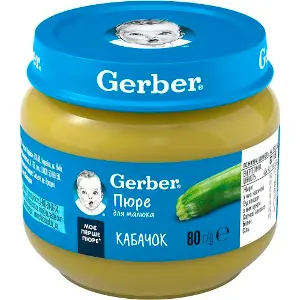 Пюре овощное детское NESTLE GERBER (Нестле Гербер) Кабачок с 6-ти месяцев 80 г Пюре овощное детское NESTLE GERBER (Нестле Гербер) Кабачок с 6-ти месяцев 80 г