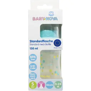 Пляшечка для годування BABY-NOVA (Бебі нова) одноколірна пластикова блакитна 130 мл Пляшечка для годування BABY-NOVA (Бебі нова) одноколірна пластикова блакитна 130 мл