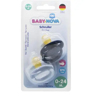 Пустушка латексна BABY-NOVA (Бебі нова) кругла моно колір блакитна і синя 2 шт Пустушка латексна BABY-NOVA (Бебі нова) кругла моно колір блакитна і синя 2 шт