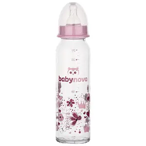 Пляшечка для годування BABY-NOVA (Бебі нова) Декор скляна для дівчинки колір в асортименті 240 мл Пляшечка для годування BABY-NOVA (Бебі нова) Декор скляна для дівчинки колір в асортименті 240 мл