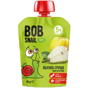 Пюре фруктове Bob Snail (Боб Снеіл) Равлик Боб Яблуко-груша для дітей від 5 місяців 90 г Пюре фруктове Bob Snail (Боб Снеіл) Равлик Боб Яблуко-груша для дітей від 5 місяців 90 г