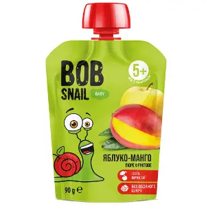 Пюре фруктове Bob Snail (Боб Снеіл) Равлик Боб Яблуко-манго для дітей від 5 місяців 90 г Пюре фруктове Bob Snail (Боб Снеіл) Равлик Боб Яблуко-манго для дітей від 5 місяців 90 г
