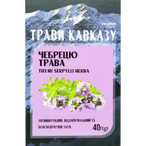 Травы Кавказа фиточай Трава чабреца антимикробная, отхваркивающая, смягчающая 40 г Solution Pharm Травы Кавказа фиточай Трава чабреца антимикробная, отхваркивающая, смягчающая 40 г Solution Pharm