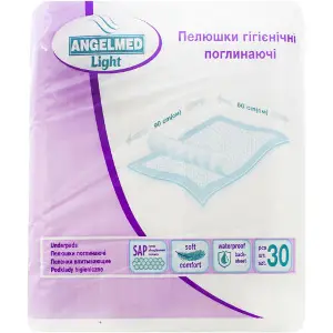 Пелюшки гігієнічні вбираючі Angelmed (АнгелМед) light розмір 60см x 90см 30 шт Пелюшки гігієнічні вбираючі Angelmed (АнгелМед) light розмір 60см x 90см 30 шт