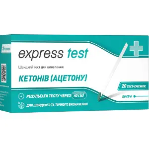 Тест-полоски для определения кетонов в моче Express test (Экспресс тест) 20 шт Тест-полоски для определения кетонов в моче Express test (Экспресс тест) 20 шт
