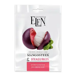Маска для обличчя ELEN COSMETICS (Елен Косметікс) тканьова Інтенсивна Mangosteen&Hyaluronic Acid 25 мл Маска для обличчя ELEN COSMETICS (Елен Косметікс) тканьова Інтенсивна Mangosteen&Hyaluronic Acid 25 мл