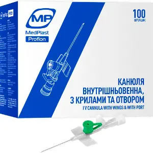 Канюля внутрішньовенна (катетер) з крилами та отвором розмір 18G (1,3мм x 45мм) Proflon MedPlast Канюля внутрішньовенна (катетер) з крилами та отвором розмір 18G (1,3мм x 45мм) Proflon MedPlast