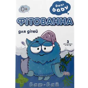 Фітованна рослинна суміш для фітованн №6 Баю-Бай DANI BABY (Дані Бебі) заспокійлива в фільтр-пакетах по 30 г 3 шт Фітованна рослинна суміш для фітованн №6 Баю-Бай DANI BABY (Дані Бебі) заспокійлива в фільтр-пакетах по 30 г 3 шт