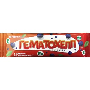 Гематохелп гематоген з альбуміном та ягодами чорниці плитка 40 г Solution Pharm Гематохелп гематоген з альбуміном та ягодами чорниці плитка 40 г Solution Pharm