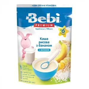 Каша молочна дитяча BEBI PREMIUM (Бебі Преміум) Рисова з бананами м'яка упаковка 200 г Каша молочна дитяча BEBI PREMIUM (Бебі Преміум) Рисова з бананами м'яка упаковка 200 г