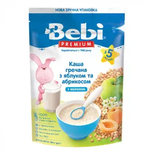 Каша молочная детская BEBI PREMIUM (Беби Премиум) Гречка яблоко и абрикос для детей с 5-ти месяцев мягкая упаковка 200 г Каша молочная детская BEBI PREMIUM (Беби Премиум) Гречка яблоко и абрикос для детей с 5-ти месяцев мягкая упаковка 200 г