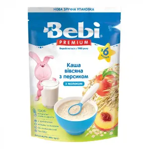 Каша молочна дитяча BEBI PREMIUM (Бебі Преміум) Вівсяна з персиком для дітей з 5-ти місяців м'яка упаковка 200 г Каша молочна дитяча BEBI PREMIUM (Бебі Преміум) Вівсяна з персиком для дітей з 5-ти місяців м'яка упаковка 200 г
