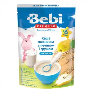 Каша молочна дитяча BEBI PREMIUM (Бебі Преміум) Пшенична з печивом та грушею м'яка упаковка 200 г Каша молочна дитяча BEBI PREMIUM (Бебі Преміум) Пшенична з печивом та грушею м'яка упаковка 200 г