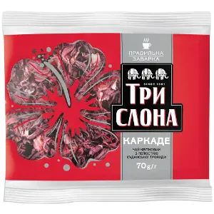 Чай квітковий ТРИ СЛОНА Каркаде з пелюстками суданської троянди 70 г Чай квітковий ТРИ СЛОНА Каркаде з пелюстками суданської троянди 70 г