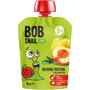 Пюре фруктове Bob Snail (Боб Снеіл) Равлик Боб Яблуко-персик для дітей від 5 місяців 90 г Пюре фруктове Bob Snail (Боб Снеіл) Равлик Боб Яблуко-персик для дітей від 5 місяців 90 г