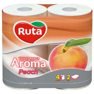 Туалетная бумага Рута Aroma Peach персик ароматизированная 2 слоя оранжевая 4 рулона Туалетная бумага Рута Aroma Peach персик ароматизированная 2 слоя оранжевая 4 рулона