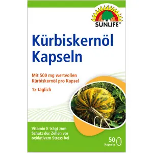 Вітаміни SUNLIFE (Санлайф) Kurbiskernol Kapseln Гарбузова олія + Вітамін Е капсули 50 шт Вітаміни SUNLIFE (Санлайф) Kurbiskernol Kapseln Гарбузова олія + Вітамін Е капсули 50 шт