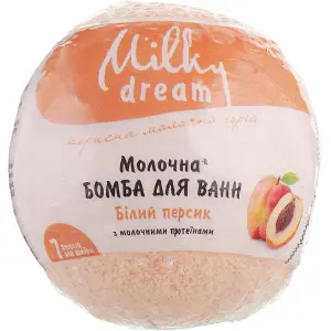 Бомба для ванн MILKY DREAM (Мілки Дрім) молочна Білий персик 100 г Бомба для ванн MILKY DREAM (Мілки Дрім) молочна Білий персик 100 г