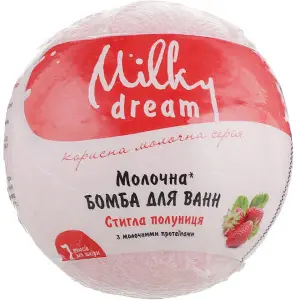 Бомба для ван MILKY DREAM (Мілки Дрім) молочна Стигла полуниця 100 г Бомба для ван MILKY DREAM (Мілки Дрім) молочна Стигла полуниця 100 г