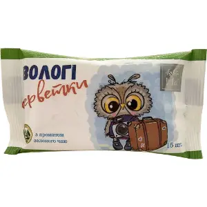Серветки вологі DR.NICE (Доктор Найс) з ароматом зеленого чаю 15 шт Серветки вологі DR.NICE (Доктор Найс) з ароматом зеленого чаю 15 шт