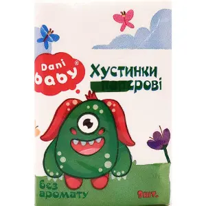Платочки бумажные DANI BABY (Дани Беби) неароматизированные зеленые 9 шт Платочки бумажные DANI BABY (Дани Беби) неароматизированные зеленые 9 шт