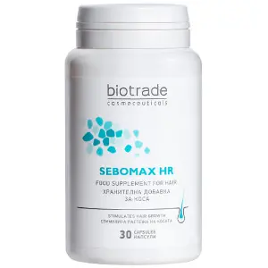 Вітамінно-мінеральний комплекс проти випадіння волосся BIOTRADE Sebomax HR (Біотрейд Себомакс) з біотином, цинком і селеном упаковка 30 шт Вітамінно-мінеральний комплекс проти випадіння волосся BIOTRADE Sebomax HR (Біотрейд Себомакс) з біотином, цинком і селеном упаковка 30 шт