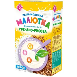 Каша молочна дитяча Малютка Гречано-рисова 250 г Каша молочна дитяча Малютка Гречано-рисова 250 г
