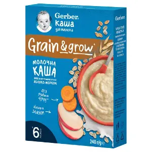 Каша молочна дитяча NESTLE GERBER (Нестле Гербер) Вівсяно-пшенична з яблуком та морквою з 6-ти місяців 240 г Каша молочна дитяча NESTLE GERBER (Нестле Гербер) Вівсяно-пшенична з яблуком та морквою з 6-ти місяців 240 г