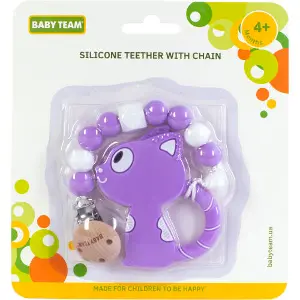Прорізувач дитячий BABY TEAM (Бебі Тім) артикул 4055 силіконовий з ланцюжком з 4-х місяців 1 шт Прорізувач дитячий BABY TEAM (Бебі Тім) артикул 4055 силіконовий з ланцюжком з 4-х місяців 1 шт