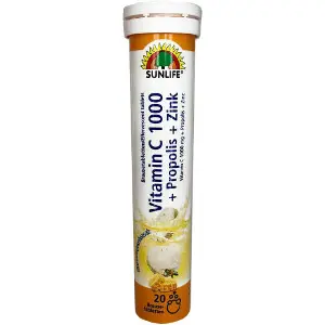 Вітаміни SUNLIFE (Санлайф) Vitamin C 1000 + Propolis + Zink Вітамін С 1000 + Прополис + Цинк таблетки шипучі упаковка 20 шт Вітаміни SUNLIFE (Санлайф) Vitamin C 1000 + Propolis + Zink Вітамін С 1000 + Прополис + Цинк таблетки шипучі упаковка 20 шт