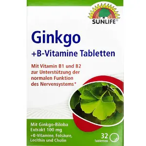 Вітаміни SUNLIFE (Санлайф) Ginkgo + B-Vitamine Гінкго з вітамінами В таблетки упаковка 32 шт Вітаміни SUNLIFE (Санлайф) Ginkgo + B-Vitamine Гінкго з вітамінами В таблетки упаковка 32 шт