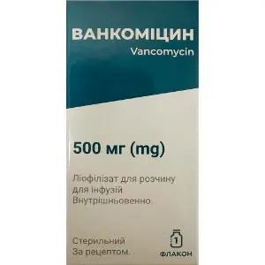 Ванкомицин лиофилизат для раствора для инфузий по 500 мг в флаконе 1 шт Ванкомицин лиофилизат для раствора для инфузий по 500 мг в флаконе 1 шт