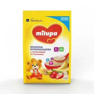Каша молочна дитяча Нутриція Milupa (Милупа) Мультизлакова з полуницею та бананом з 7 місяців м'яка упаковка 210 г Каша молочна дитяча Нутриція Milupa (Милупа) Мультизлакова з полуницею та бананом з 7 місяців м'яка упаковка 210 г