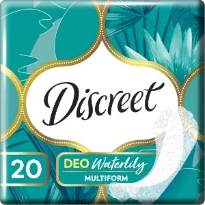 Прокладки ежедневные DISCREET (Дискрит) Deo Water Lily Multiform Single (Део вотер лил мультиформ сингл) гигиенические женские 20 шт Прокладки ежедневные DISCREET (Дискрит) Deo Water Lily Multiform Single (Део вотер лил мультиформ сингл) гигиенические женские 20 шт