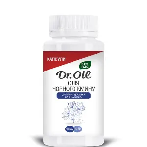 Олія чорного кмину в капсулах DR.OIL (Доктор Ойл) флакон 60 шт Олія чорного кмину в капсулах DR.OIL (Доктор Ойл) флакон 60 шт