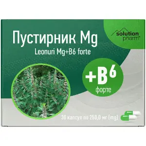 Пустырник Mg+B6 форте капсулы успокоительные 3 блистера по 10 шт Solution Pharm Пустырник Mg+B6 форте капсулы успокоительные 3 блистера по 10 шт Solution Pharm