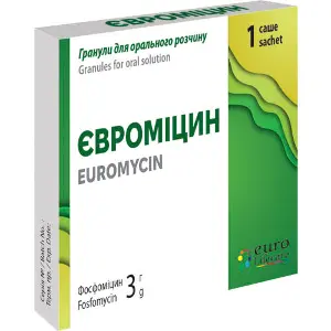 Євроміцин гранули для орального розчину по 3 г в саше 1 шт Євроміцин гранули для орального розчину по 3 г в саше 1 шт