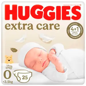 Підгузки для дітей HUGGIES (Хагіс) Extra Care (Екстра Кейр) 0 до 3,5 кг 25 шт Підгузки для дітей HUGGIES (Хагіс) Extra Care (Екстра Кейр) 0 до 3,5 кг 25 шт
