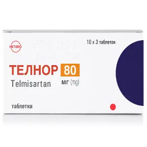 Телнор таблетки по 80 мг 3 блістери по 10 шт Телнор таблетки по 80 мг 3 блістери по 10 шт