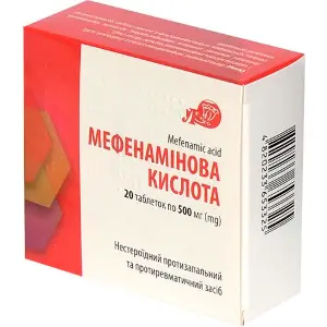 Мефенаминовая кислота таблетки по 500 мг 2 блистера по 10 шт Мефенаминовая кислота таблетки по 500 мг 2 блистера по 10 шт