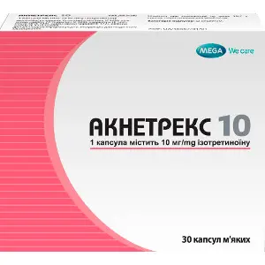 Акнетрекс 10 капсулы мягкие по 10 мг 3 блистера по 10 шт Акнетрекс 10 капсулы мягкие по 10 мг 3 блистера по 10 шт