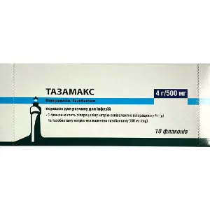 Тазамакс порошок для раствора для инфузий по 4,5 г в флаконах 10 шт Тазамакс порошок для раствора для инфузий по 4,5 г в флаконах 10 шт