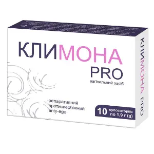 Клімона PRO супозиторії вагінальні по 1,9 г 2 блістера по 5 шт Клімона PRO супозиторії вагінальні по 1,9 г 2 блістера по 5 шт