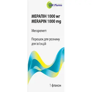 Мерапін 1000 мг порошок для розчину для ін'єкцій по 1000 мг в флаконі 1 шт Мерапін 1000 мг порошок для розчину для ін'єкцій по 1000 мг в флаконі 1 шт
