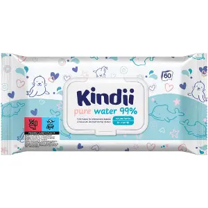 Серветки вологі KINDII (Кінді) Pure Water 99% дитячі з клапаном 60 шт Серветки вологі KINDII (Кінді) Pure Water 99% дитячі з клапаном 60 шт